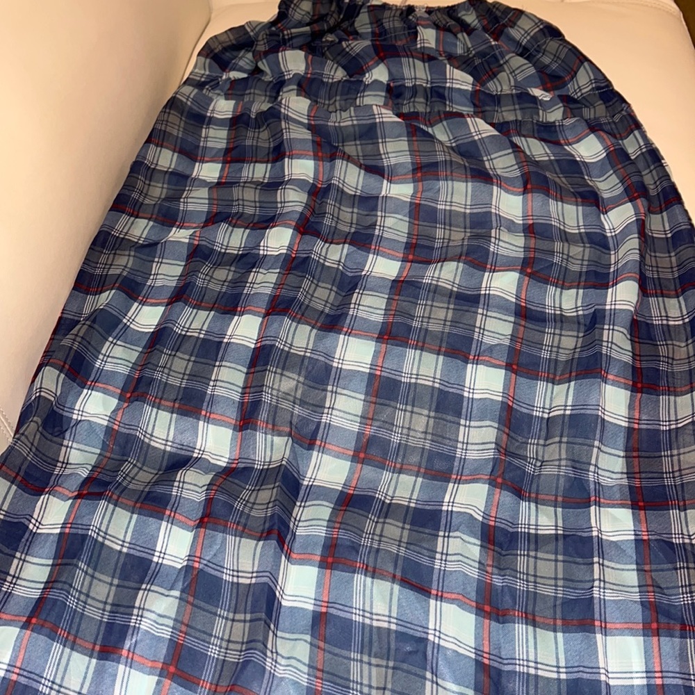 Blue plaid long dress
